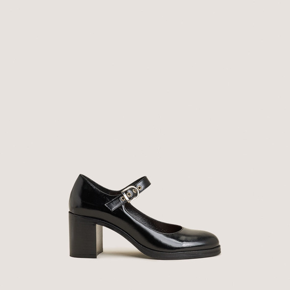 Heeled Babies in black leather | VRENI