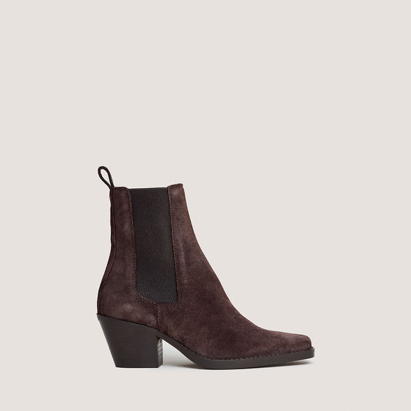 Pointed Toe Ankle Boots in dark brown suede | BOA