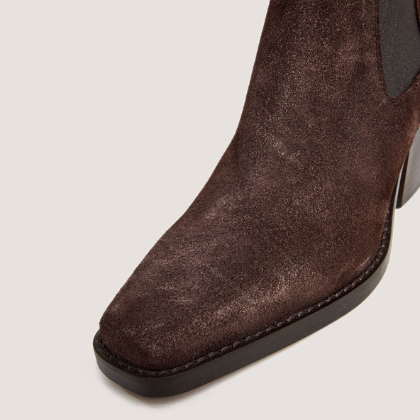 Pointed Toe Ankle Boots in dark brown suede | BOA