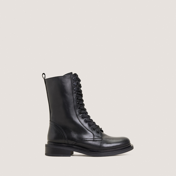 Lace-up boots in black leather | MATHIAS