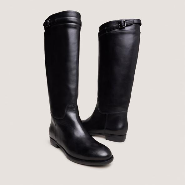 Knee-high boots in black leather | MELODY