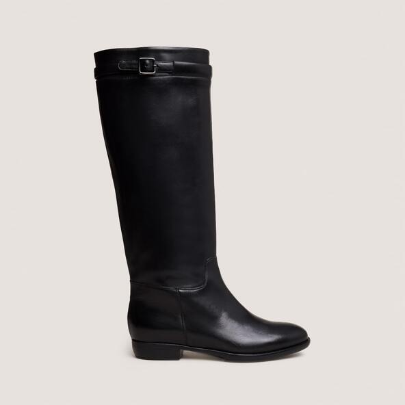 Knee-high boots in black leather | MELODY