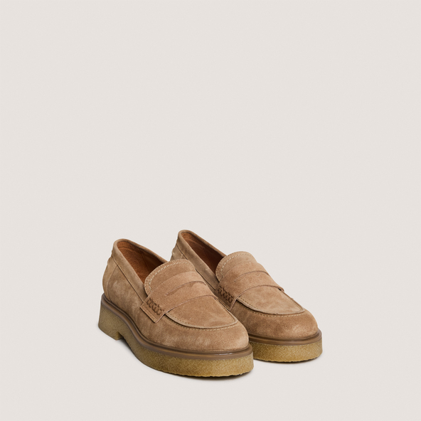 Round-toe loafers in beige suede | MARION