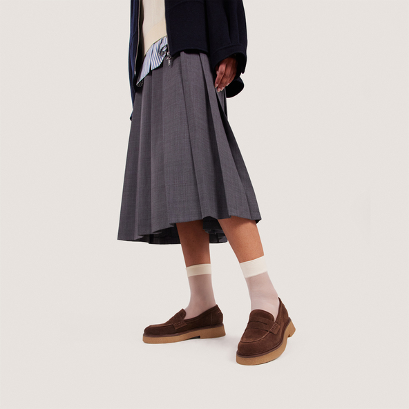 Round-toe loafers in dark brown suede | MARION