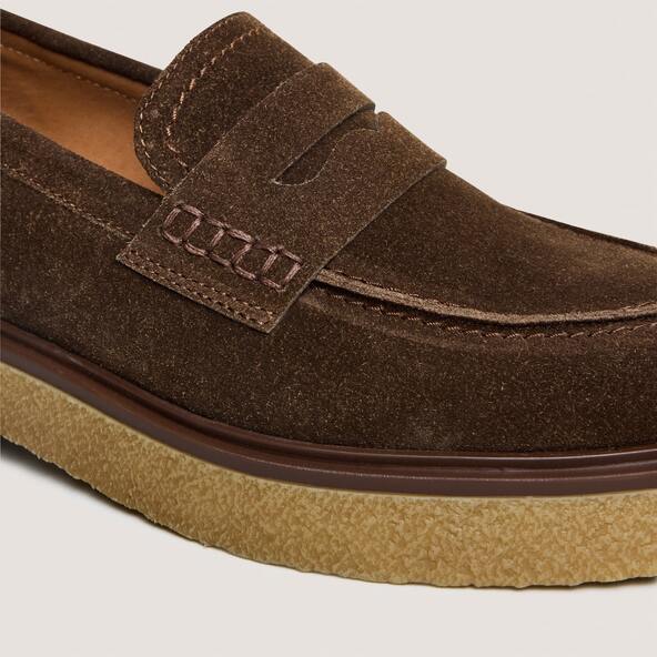 Round-toe loafers in dark brown suede | MARION