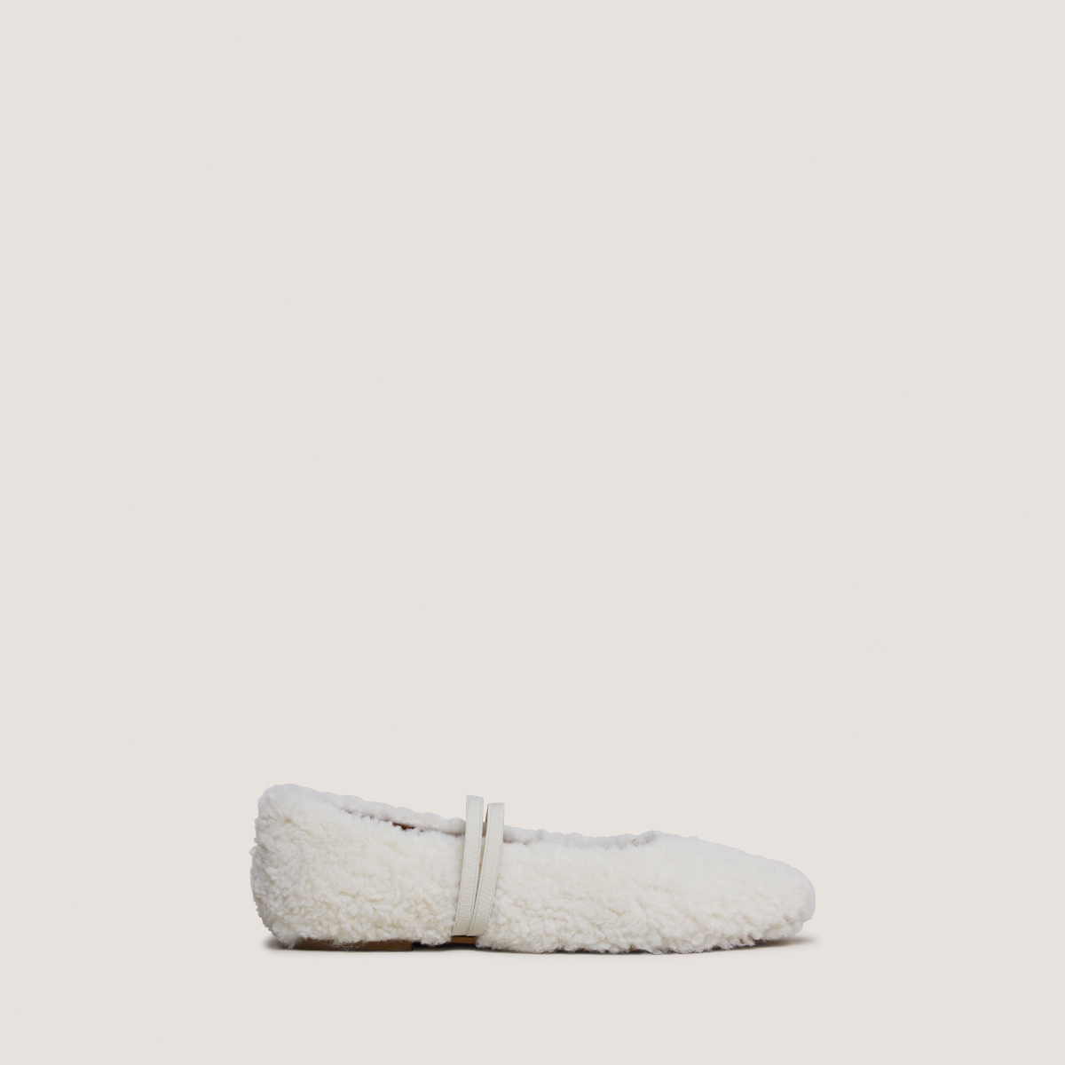 Ballet Flats with Straps in ecru fleece | DUVET