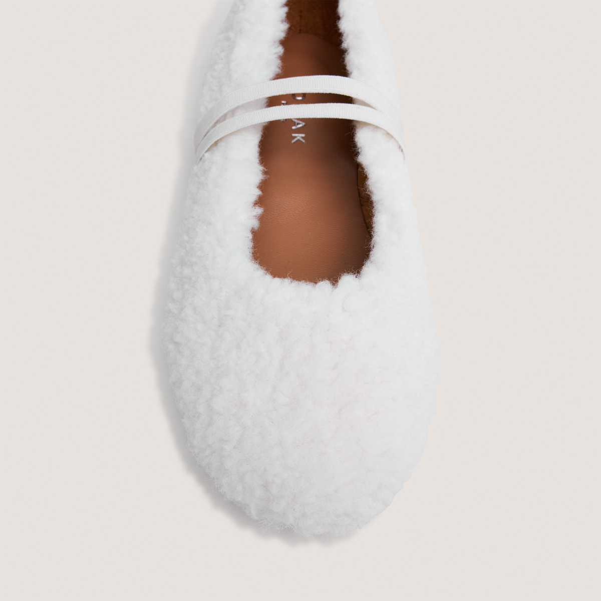 Ballet Flats with Straps in ecru fleece | DUVET