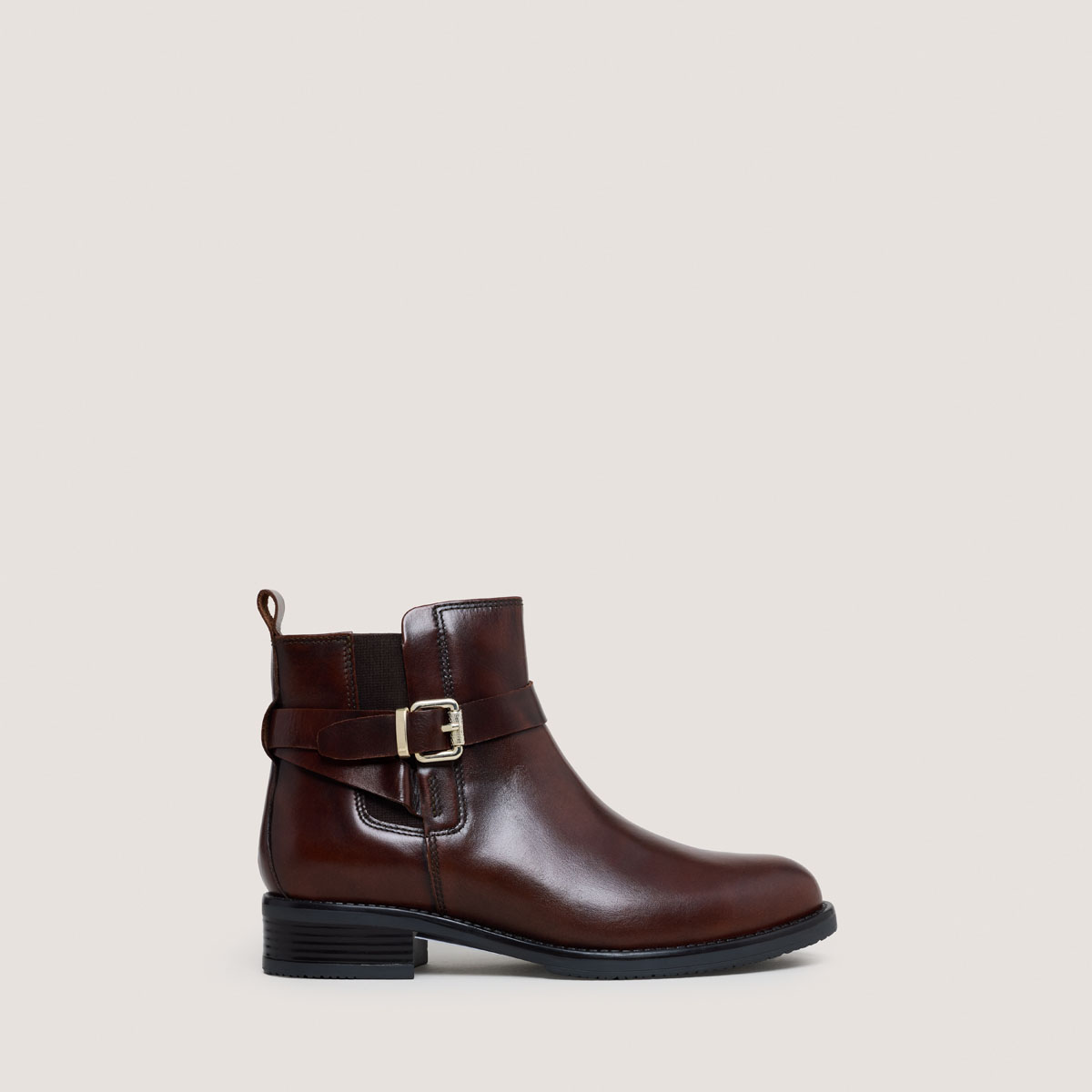 Boots with Buckles in cognac patinated leather | ABSTRAIT