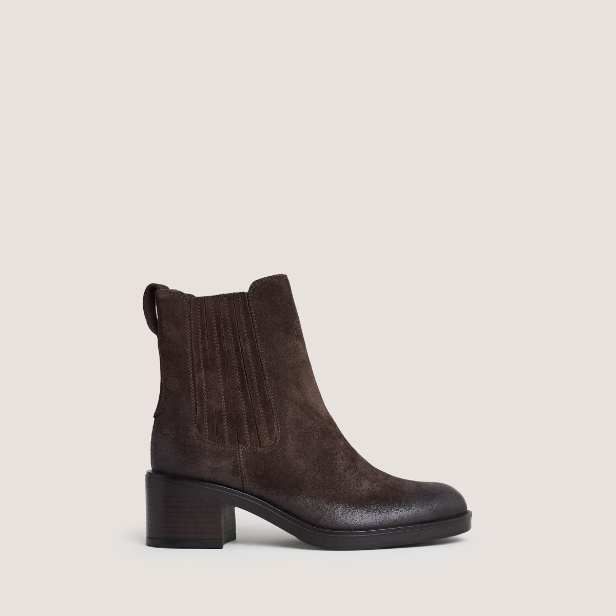 Heeled Boots in dark brown split leather | COLETTE