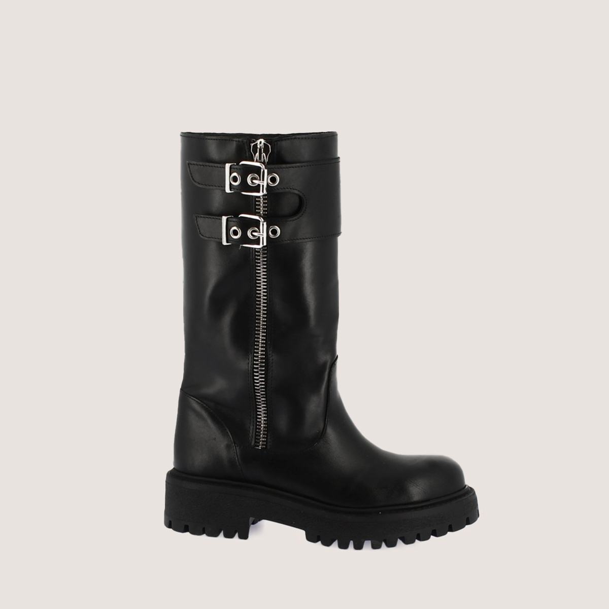 Zip-Up Boots in black leather | ROSANA