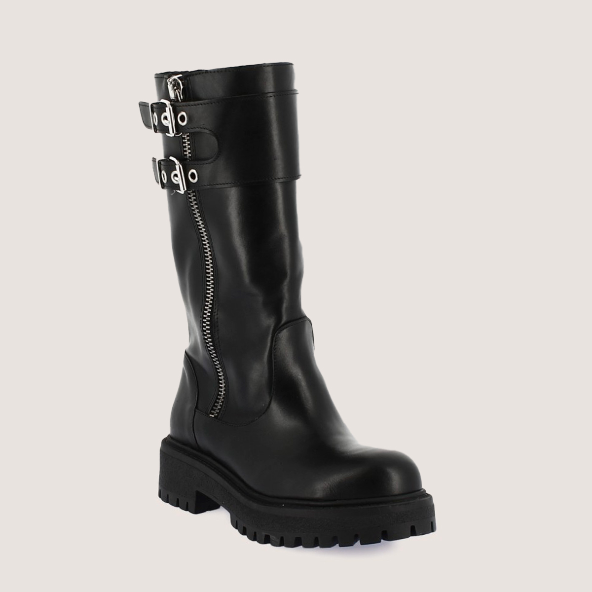 Zip-Up Boots in black leather | ROSANA
