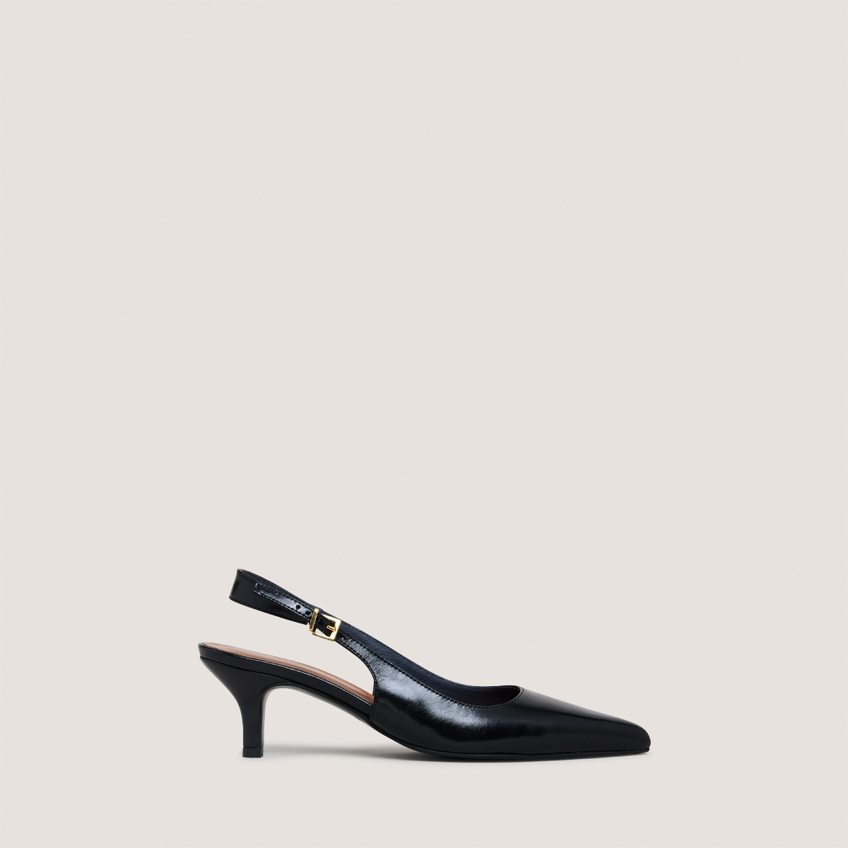 Slingback Pumps with Small Heels in black leather | DOUALA