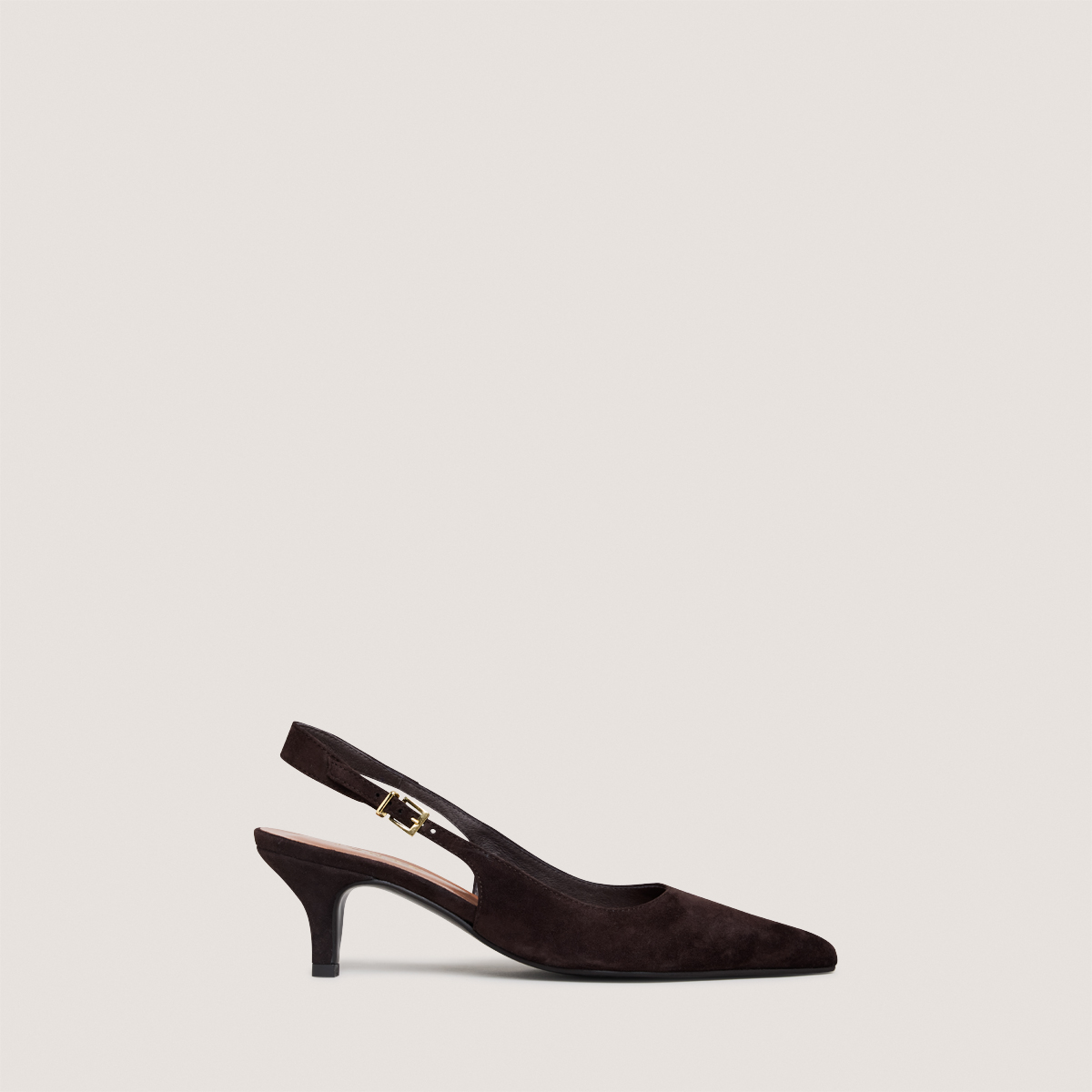 Slingback Pumps with Small Heels in dark brown velvet | DOUALA
