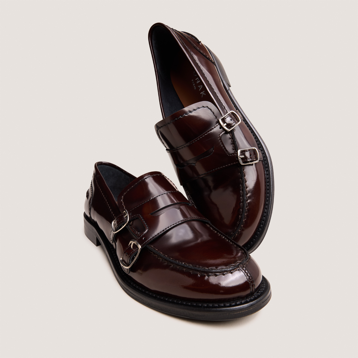 Buckled Loafers in brown patinated leather | DENORA