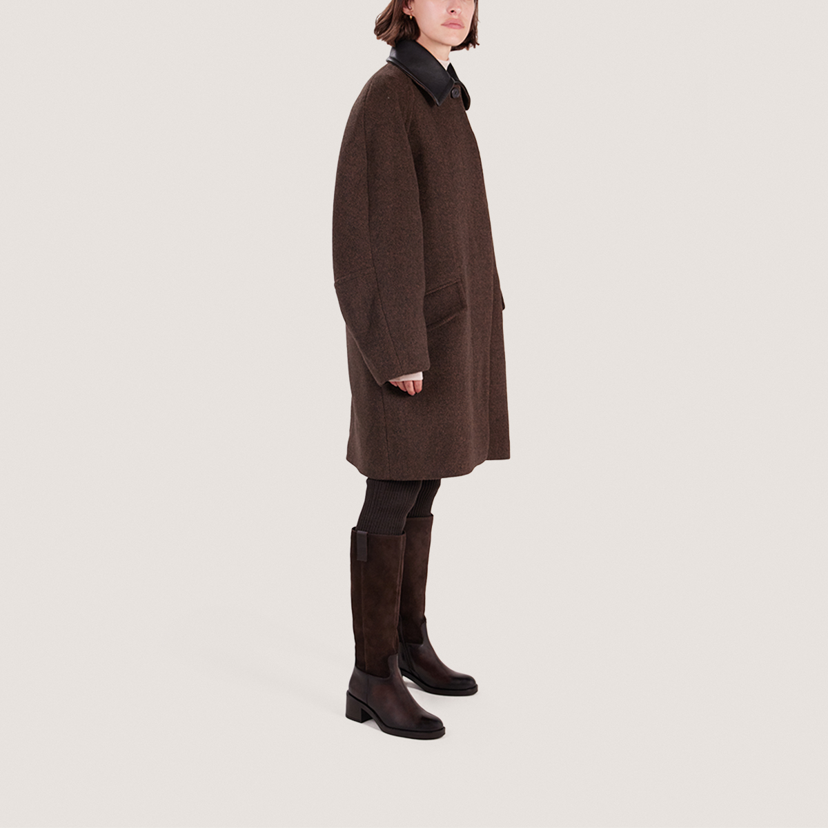 Heeled boots in dark brown leather and suede | CLAIRE