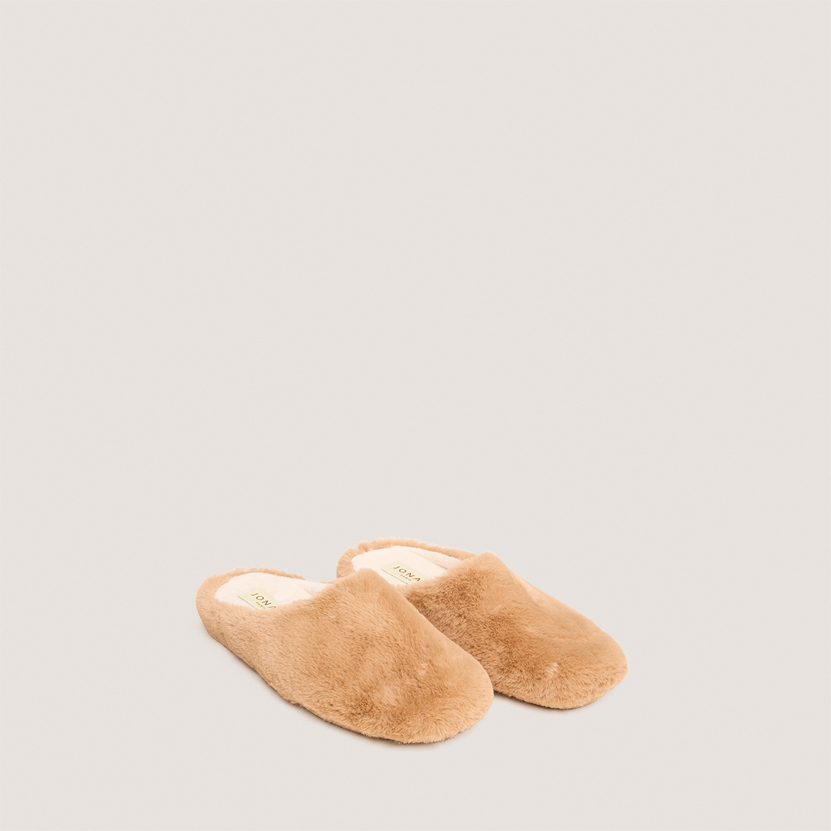 Slippers in camel fluffy fabric | JUDIE