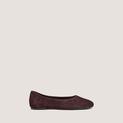 Ballet flats with rounded toe in brown velvet | derline