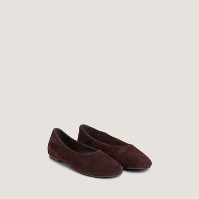 Ballet flats with rounded toe in brown velvet | derline