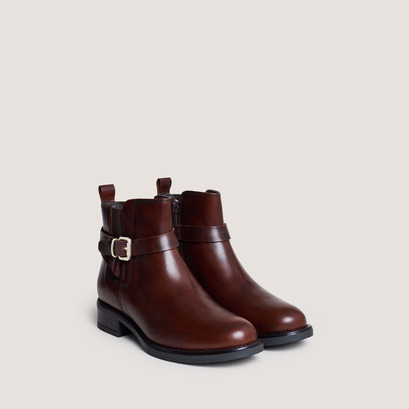 Boots with buckles in cognac patinated leather | abstrait