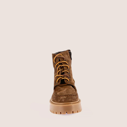 Lace-up boots in split taupe leather | rodrigues