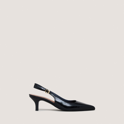 Slingback Pumps with Small Heels in black leather | DOUALA