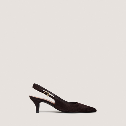Slingback pumps with small heels in dark brown velvet | douala