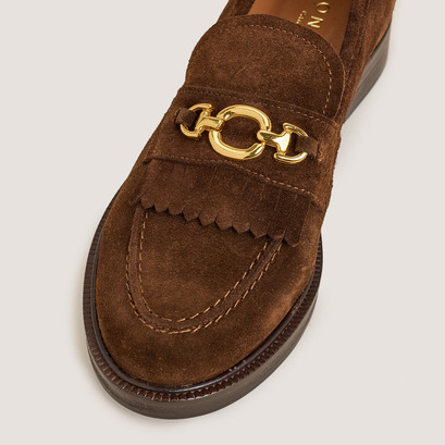 Loafers with Golden Buckles brown