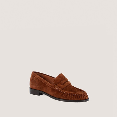 Loafers with rounded toe in cognac split leather | delice