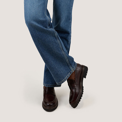Lug sole Loafers red brown