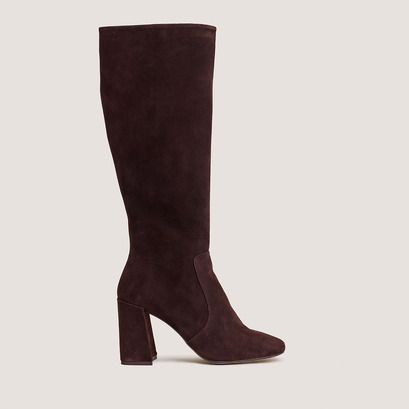 Heeled boots in brown velvet | vaubussy