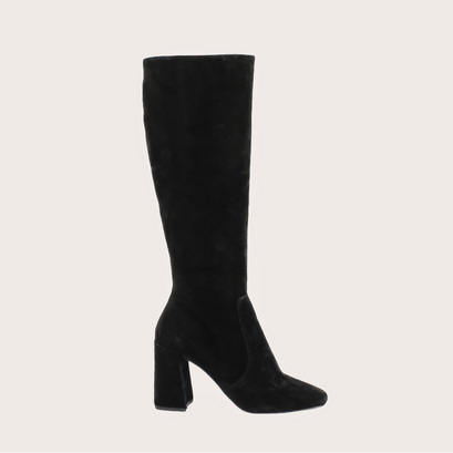 Heeled boots in black velvet | duny