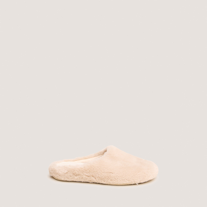 Slippers in beige fluffy fabric | jude
