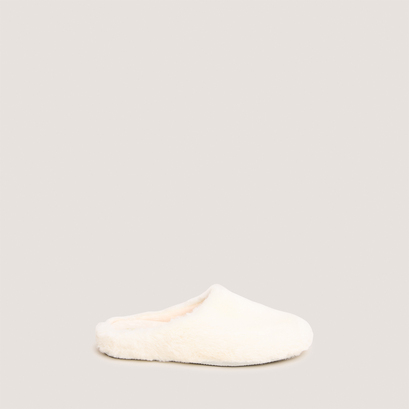 Slippers in ecru fluffy fabric | jude