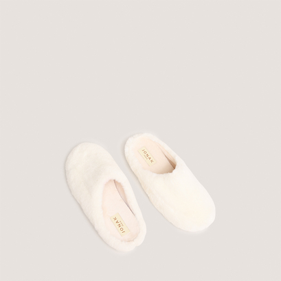 Slippers in ecru fluffy fabric | jude