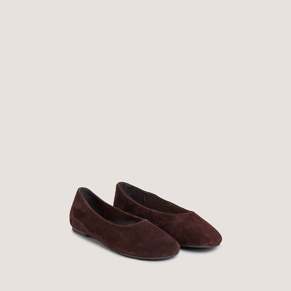 Ballet Flats with Rounded Toe in brown velvet | DERLINE