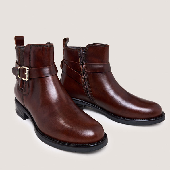 Boots with Buckles in cognac patinated leather | ABSTRAIT