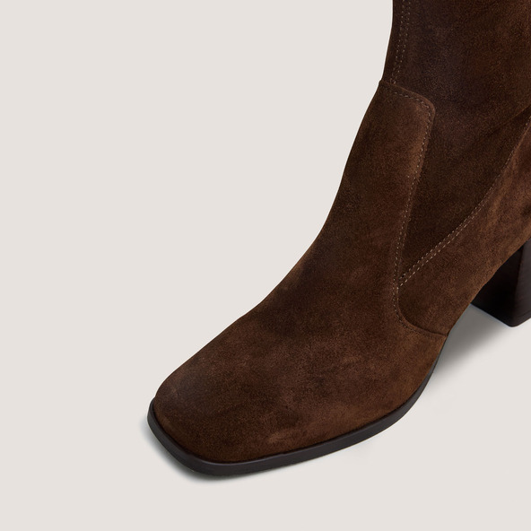 Ankle Boots with Oval Toes in brown split leather | ARGENTAT