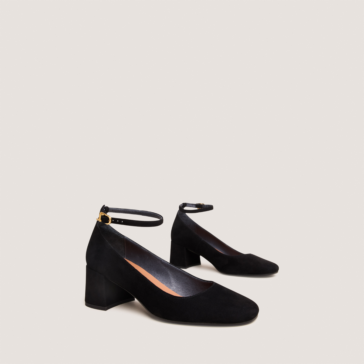 Mary Jane shoes with ankle strap in black suede | DITTO