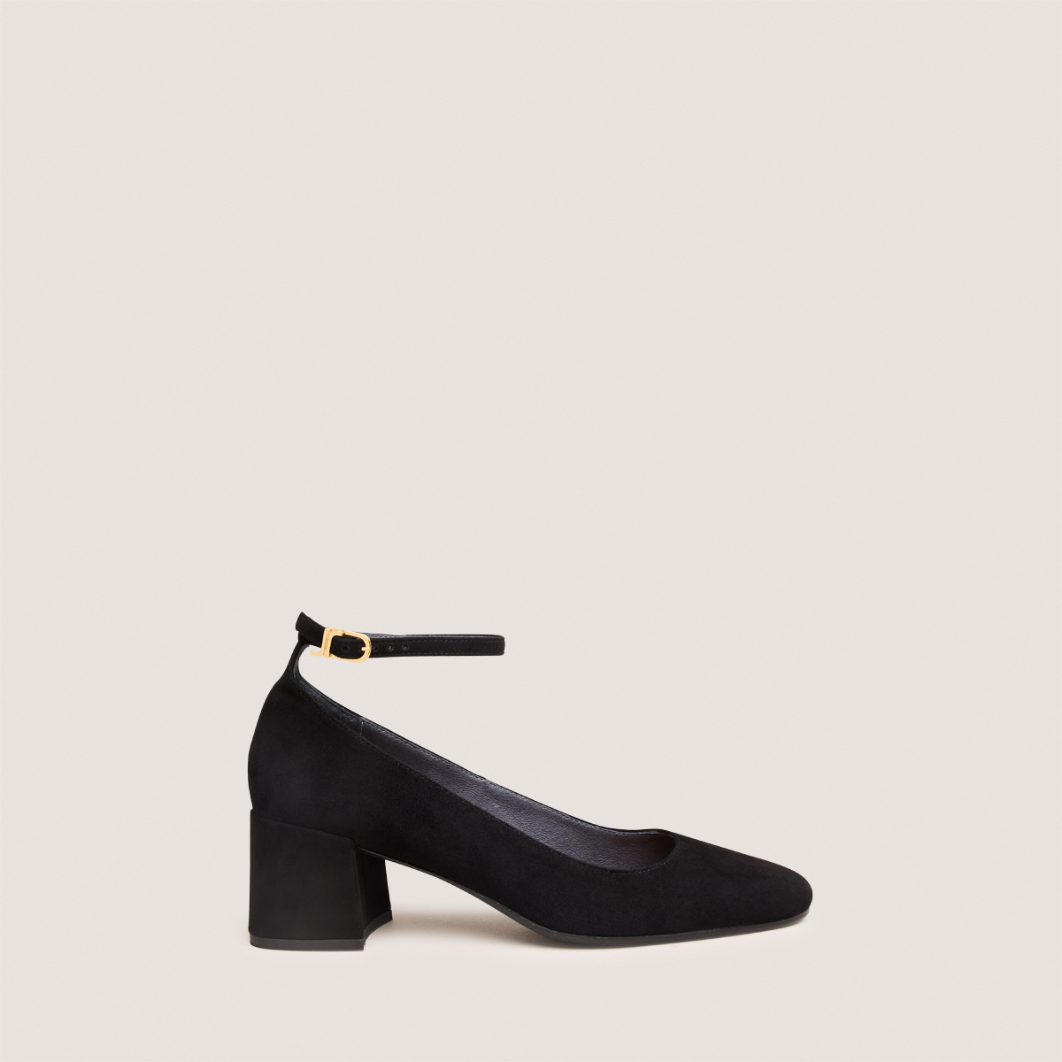 Mary Jane shoes with ankle strap in black suede | DITTO