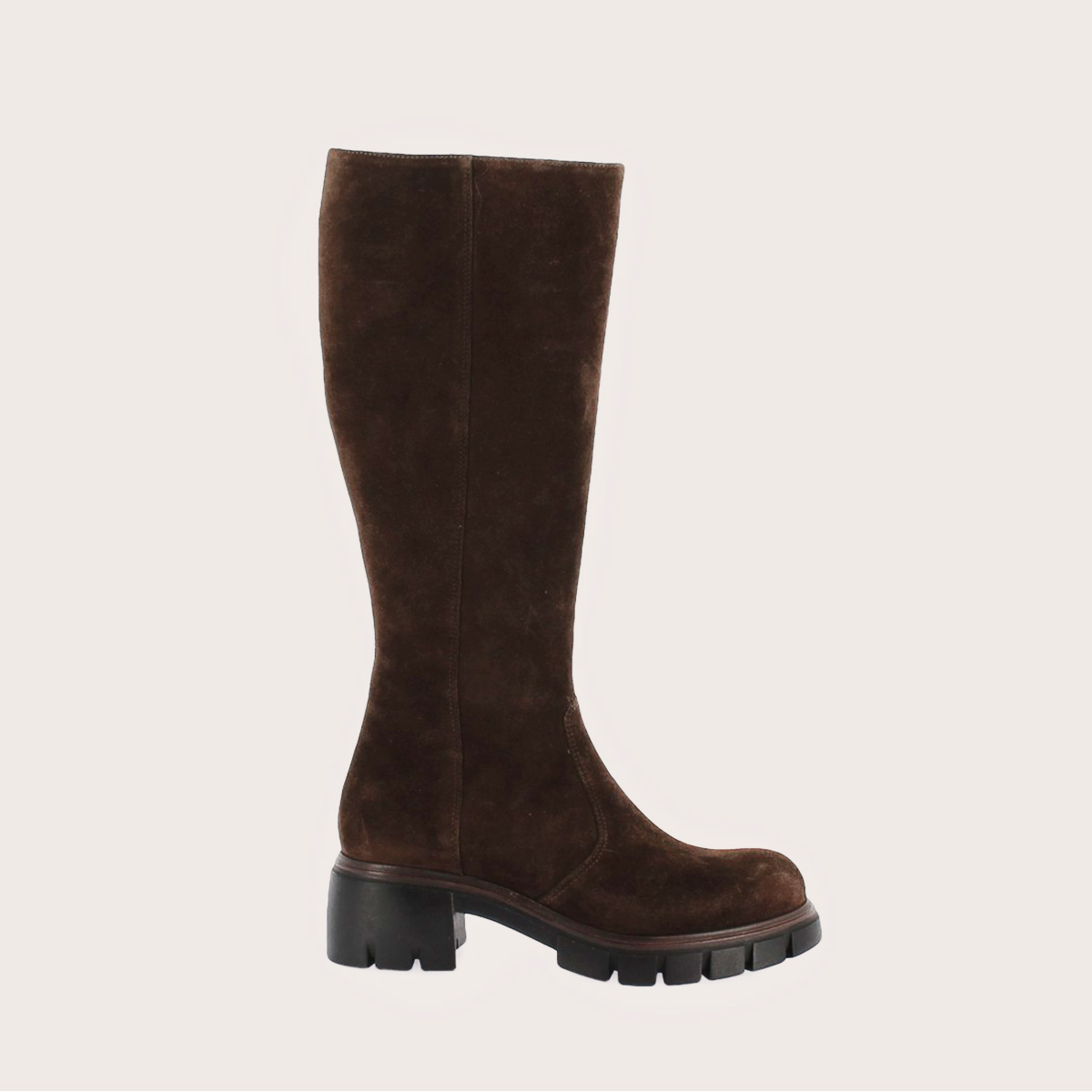 Boots with lug soles in brown suede | ANTONIN
