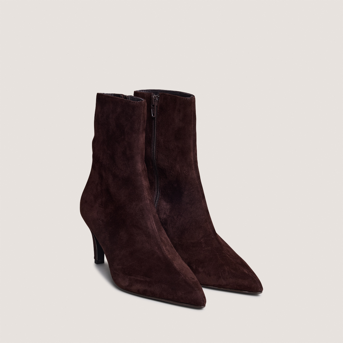 Stiletto-heel ankle boots in brown suede | DIEMINA
