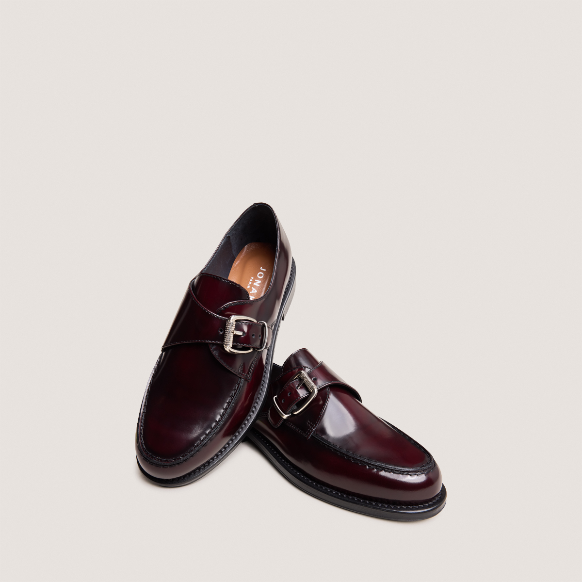 Buckle loafers in burgundy patinated leather | DIXA