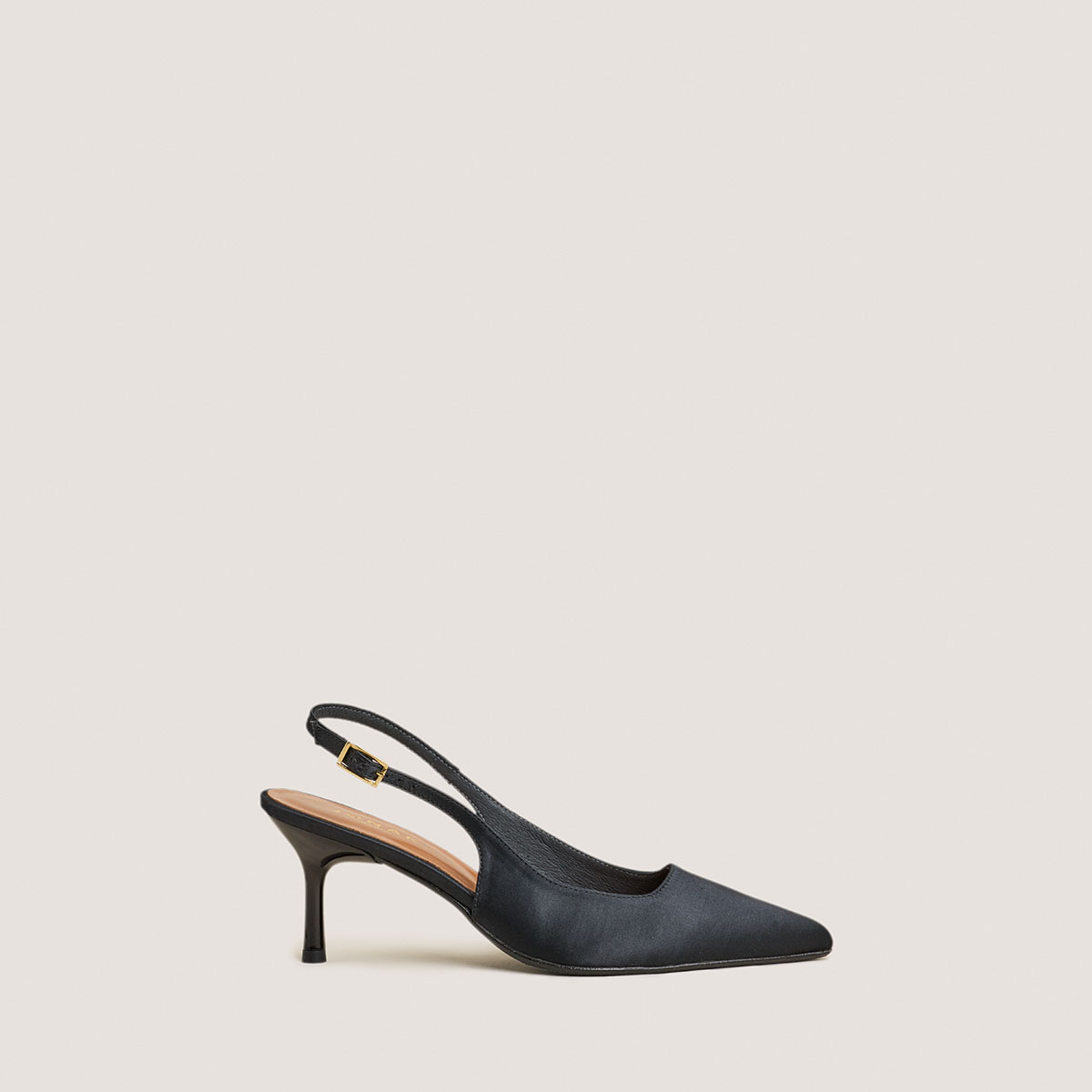 Slingback Pumps in black satin | DIAMANTUS