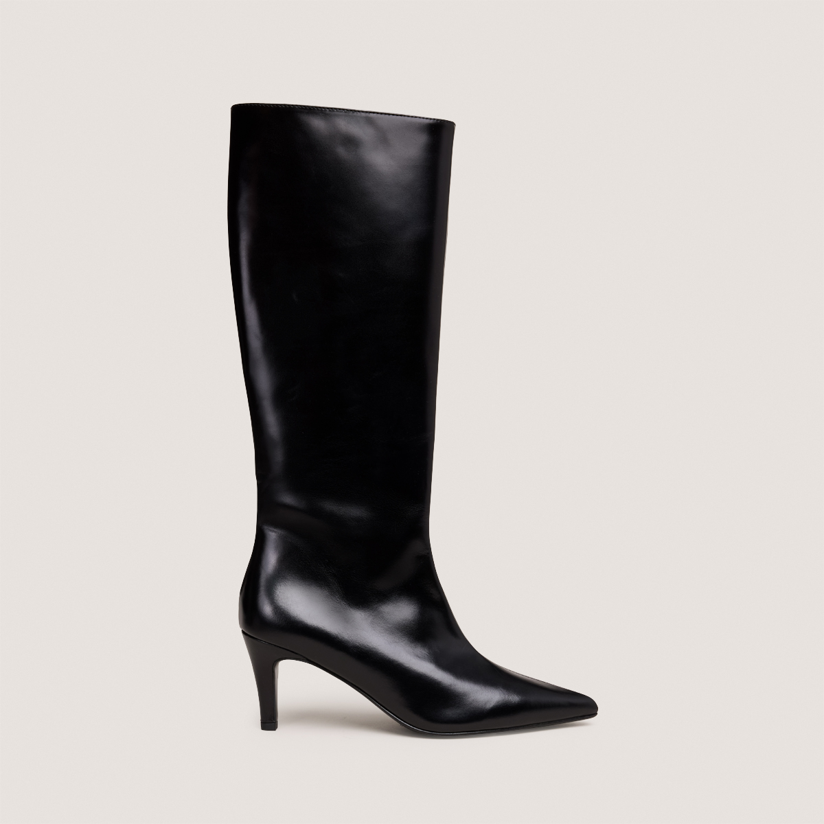 Thin-Heeled Pointed-Toe Boots in black leather | DIEMA