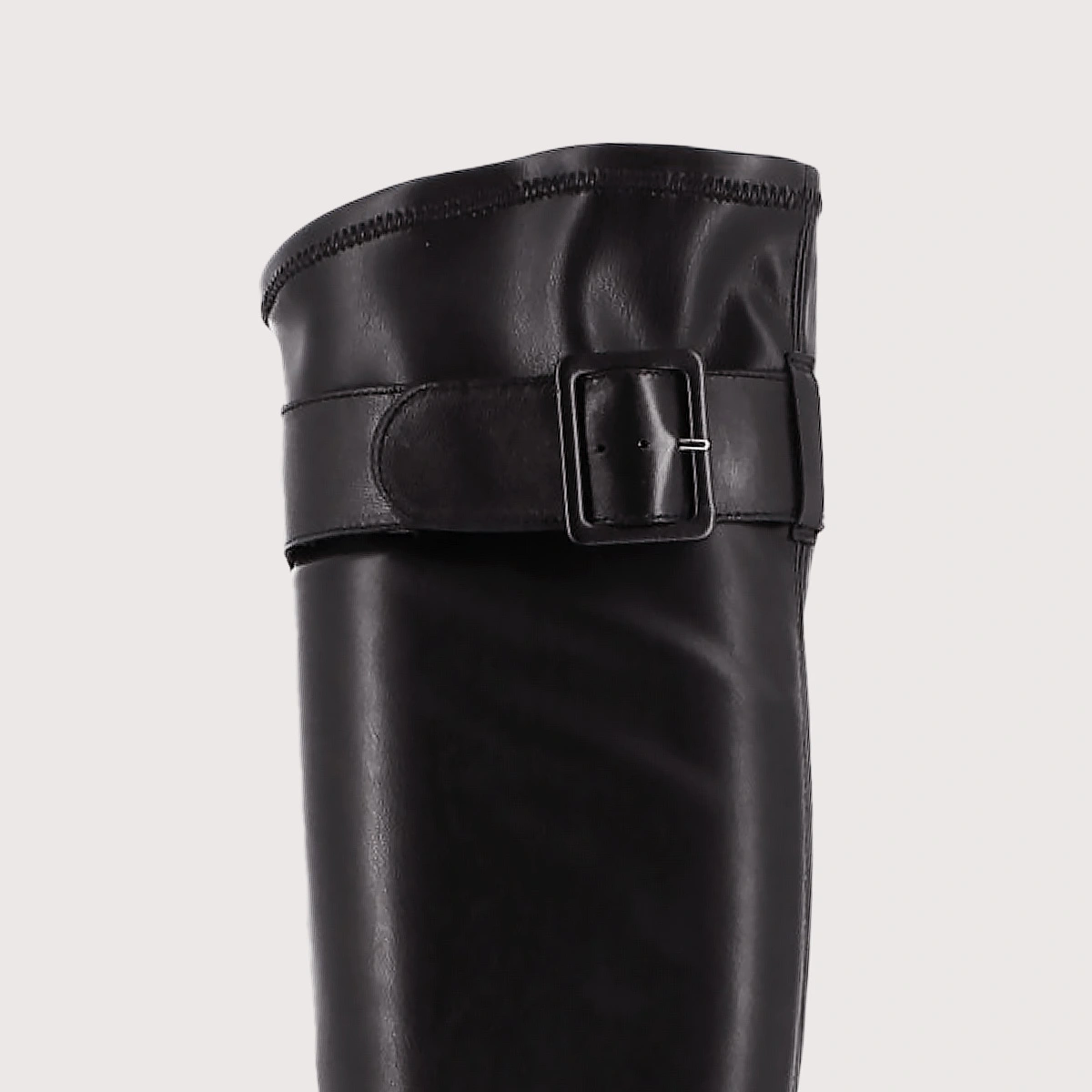 Heeled boots with buckles in black leather and black stretch | AUGUSTINE