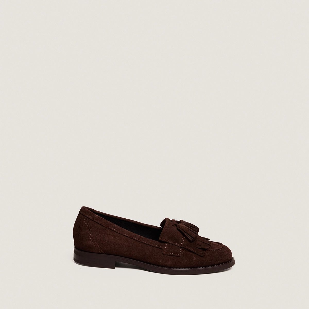 Tasseled loafers Dark brown split leather | NELLE