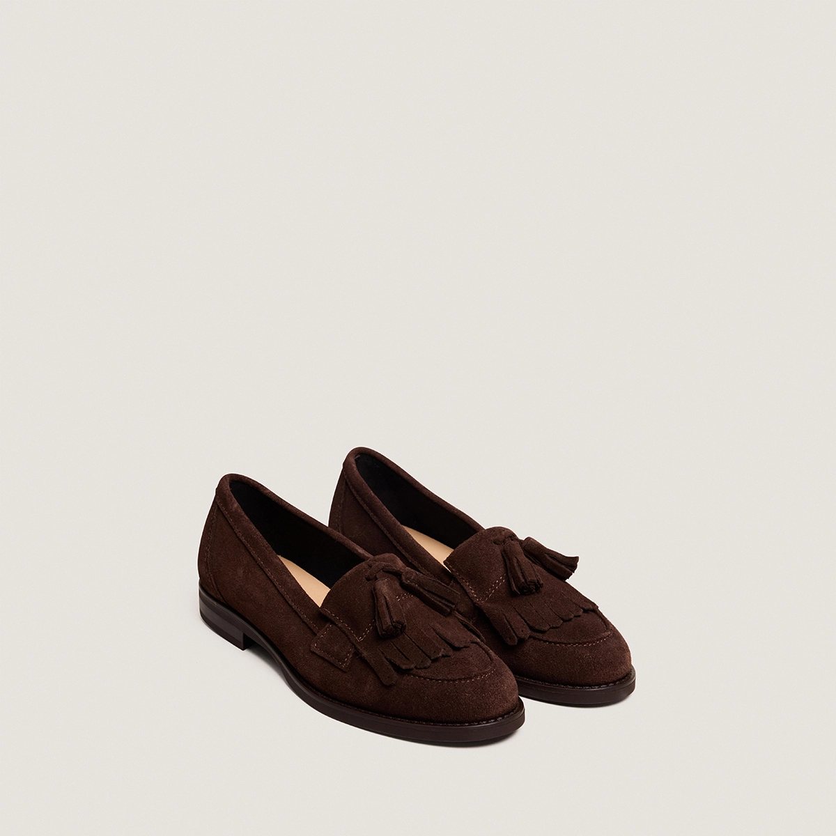 Tasseled loafers Dark brown split leather | NELLE