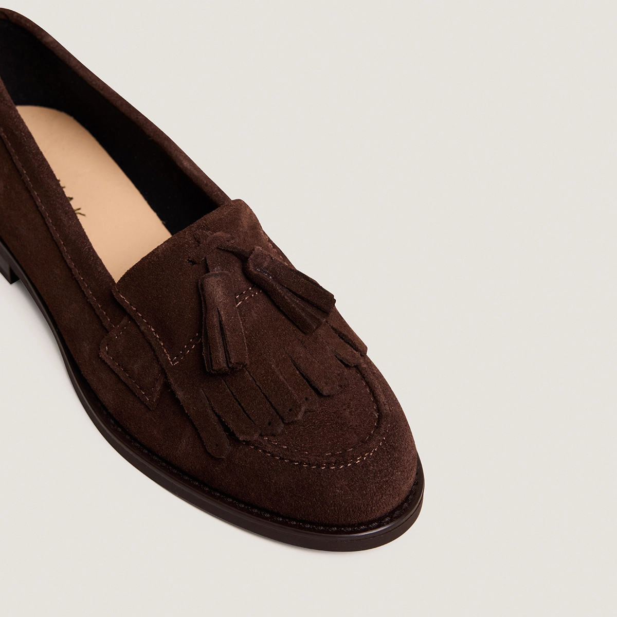 Tasseled loafers Dark brown split leather | NELLE