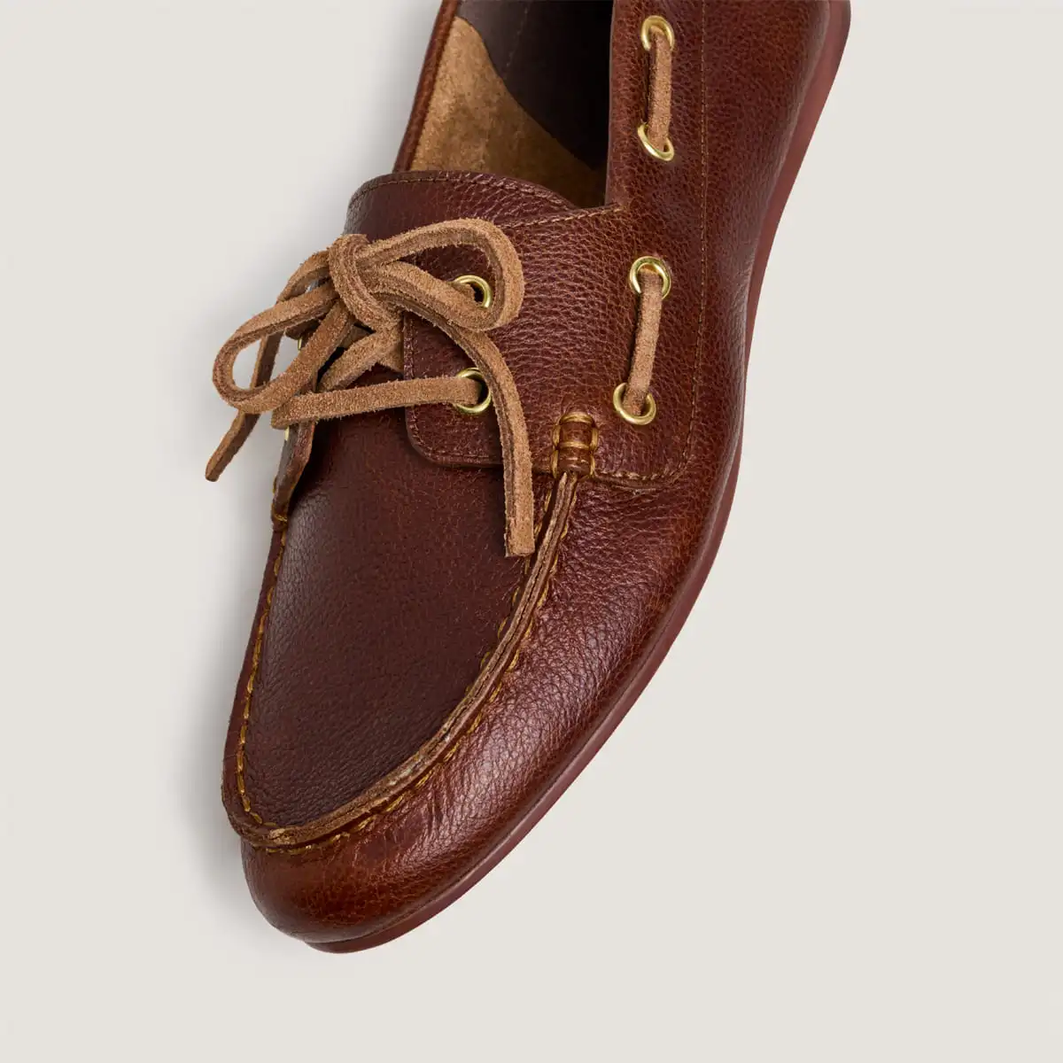 Lace?up loafers in cognac grained leather | TERESA