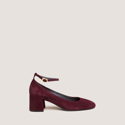 Mary jane shoes with ankle strap in burgundy suede | ditto